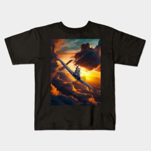 Spitfire Aircraft in the Sunset Aircraft art Kids T-Shirt